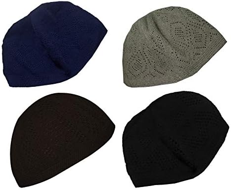 5-Piece Muslim Kufi Hat Set - 100% Cotton Turkish Skull Caps For Prayer & Daily Wear