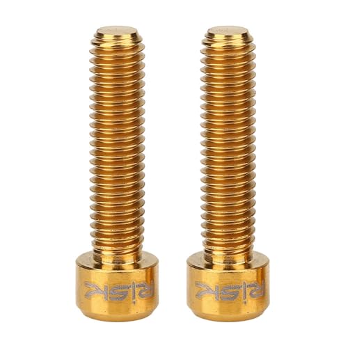 Bnineteenteam 2Pcs Disk Brake Bolts, Titanium Alloy Bicycle Disc Brake Caliper Screw M6 X 25mm Screws for Mountain Bike (Gold)