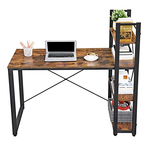 VASAGLE Computer Desk, 55 Inch Study Writing Desk with Storage Shelves