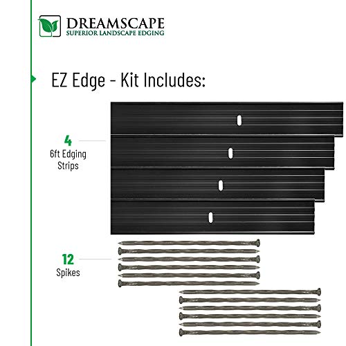 Dreamscape EZ Edge Aluminum Landscape Edging 4 Strips, 6ft Each (24ft Total), Mill Finish