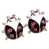 Dainty Red Ladybug Stud Dangle Earrings Cute Animal Black Beetle Bugs Insect Stud Drop earrings for Women