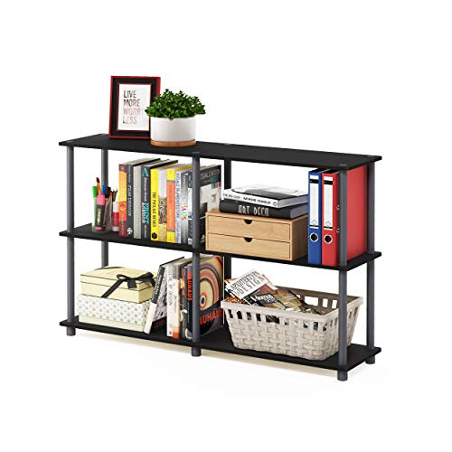Furinno TURN-N-TUBE Storage Shelves, 3-Tier 47.4 Wide Book Shelf, Corner Shelf, Toolless Open Shelves, for Organization and Storage, Living Room, Garage, Home Office, Black
