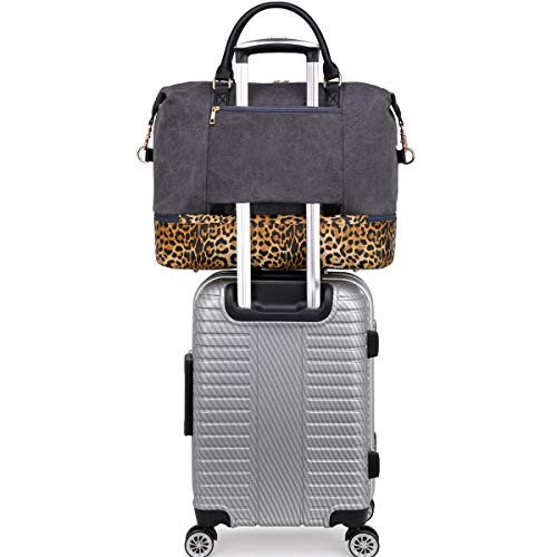 CAMTOP Leopard Travel Bag for Women, Canvas Weekender Bag Carry-on