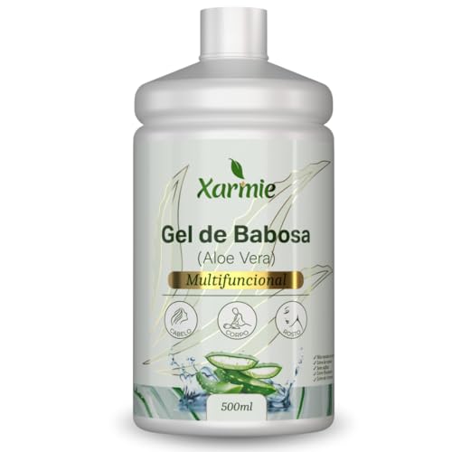 Xarmie Gel de Babosa Orgânica 500ml | Hidratante Natural Multiuso, Para Cabelo, Rosto e Corpo, 100% Natural, Vegano