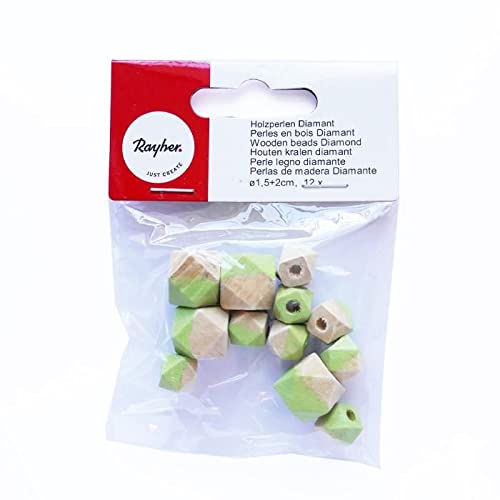 RAYHER Octagon Shaped Green Beads 12