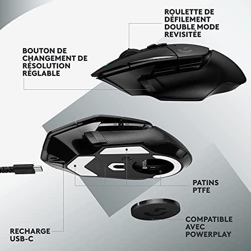 Logitech G 502 X LIGHTSPEED Wireless Gaming Mouse – Optical Mouse with Lightforce Hybrid Optical-Mechanical Buttons, 25K Hero Gaming Sensor, Compatible with PC – MacOS/Windows – Black