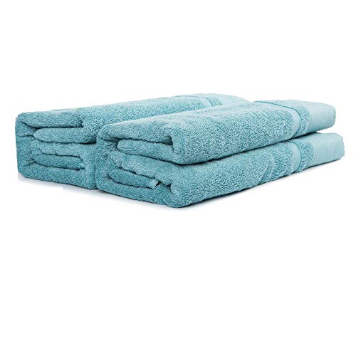 Bath Towels Set of 2 Ultra Absorbent Quick Dry 100 Percent Terry Cotton Towels Luxury Super Soft Towel for Everyday Use, Home, Gym, Pool (Turquoise, 27.5" X 55")