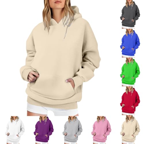 Pullover Women Hoodies for Women UK Comfy Hooded Jumper Pullover Button V Neck Long Sleeve Sweatshirt Casual Tops Solid Color Daily Autumn Clothing