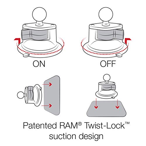 RAM Mounts Twist-Lock Suction Cup Base RAP-224-1U Compatible with RAM B Size 1