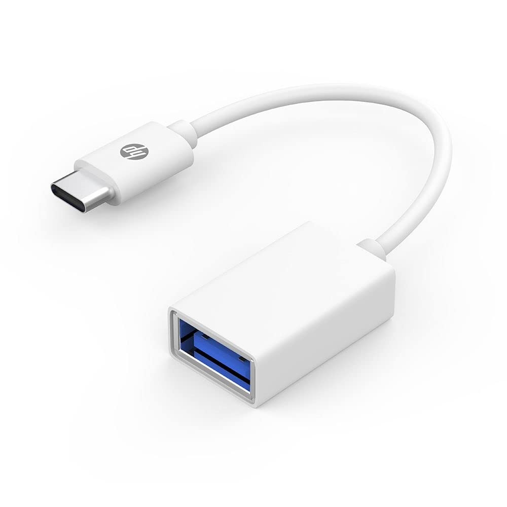 Cables Brand HP Model HP DHC-TC105 USB 3.0 to Type-C Adapter Cable for Data Transfer Up to 5 GBPS White