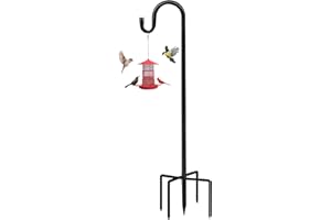 Akeydeco Bird Feeders Pole,Shepherds Hooks for Outdoor 1 Pack 48 Inch Bird Feeders for Outdoors with 5 Prongs Base Hanging Planters for Outdoor