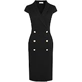 GRACE KARIN Women Work Bodycon Dresses 2026,Business Office Midi Cap Sleeve Button Pencil Formal Outfits with Pockets