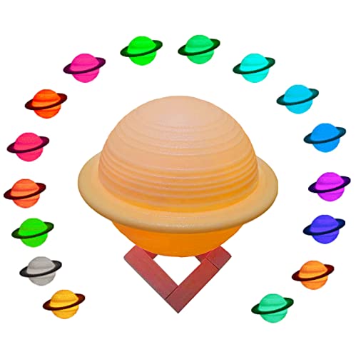 Kids Lamp with 6.5 inches,Saturn Planets Lamp for Kids,3D LED Night Light for Kids,16 Colors Lamps,Touch lamp & Remote Control Lamp Kids,USB Rechargeable,Planet Models for Kids