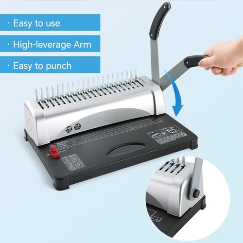 MANYUK 21Holes Binding Machine, Comb Binding Machines with 100PCS Comb Bindings Spines, 450 Sheets Book Binder for Letter Size, A4, A5 Paper
