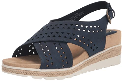 Bella Vita Women’s Cosette Wedge Sandal, Navy, 7.5
