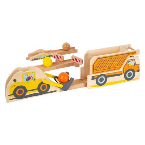 Small Foot 11382 Construction Site Marble Run made of wood w/expandable elements, incl. marbles, for kids aged 18+ mths.