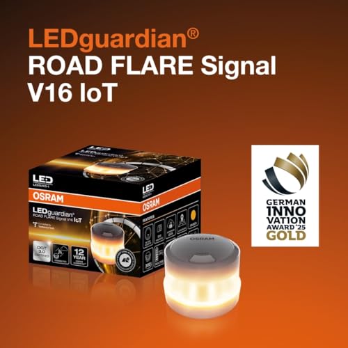LEDguardian Road Flare Signal V16 IoT, luz de Advertencia LED certificada DGT 3.0, Uso obligatorio en España, 1900K, localización en Tiempo Real