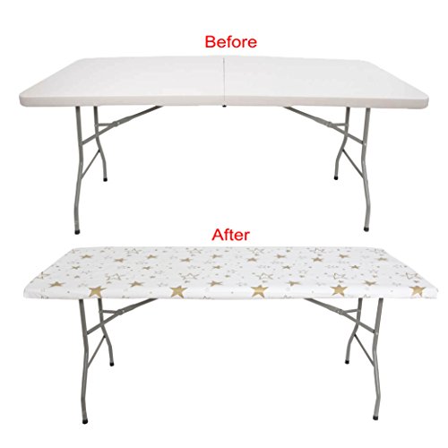 AtkEssentialProducts Waterproof Plastic Vinyl Tablecloth Elastic Edged