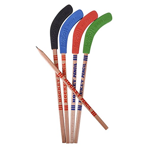 Hockey Pencils and Erasers (Pack of 12) Bulk 9 Inch Hockey Stick