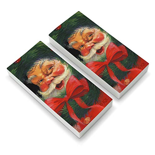 Christmas Holiday Santa Claus Wreath Eraser Set of 2