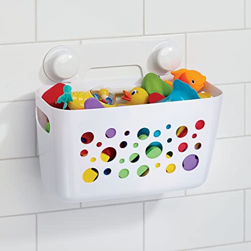 mDesign Hanging Plastic Bath Toy Holder and Organizer Suction Cup