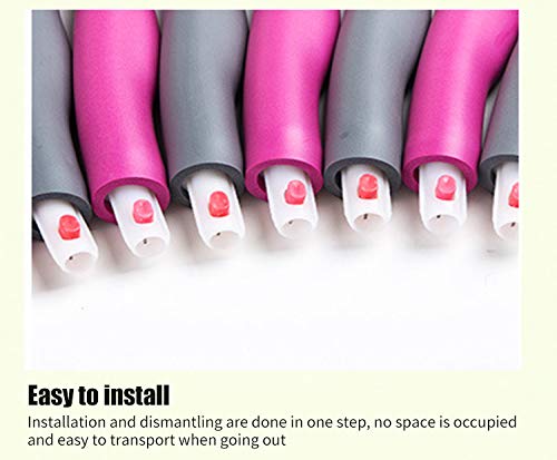 Kaiyuan Hula Hoop Removable Weight Loss Exercise Sports Fitness Equipment Foam Sponge Adults Kids (Pink&Grey)