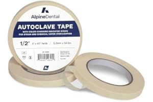 55DENTAL 60 Yd. Roll of Autoclave Tape 1/2" – Indicates Sterilization for Dental Tools, Surgical Instruments & Tattoo Accessories – Heat Tape for Chemical & Autoclave Sterilizers