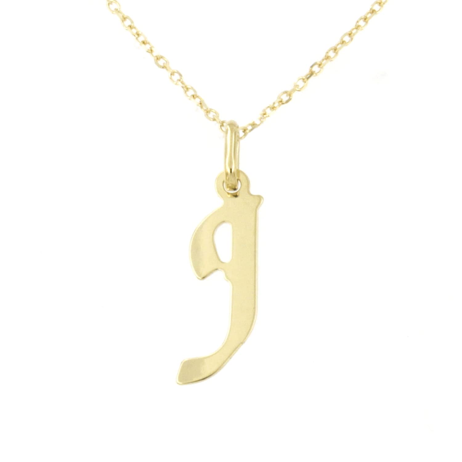 Lucchetta - 9ct Yellow Gold Letter J Initial Name Pendant Necklace 17.7 inch (45cm), Ladies Womens Girls Italian Alphabet Necklaces Made in Italy Certified