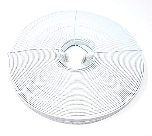 MainCore 20m Long Flat White CAT6 (RJ45 to RJ45) Ethernet Gigabit Lan Network Cable / 10/100/1000Mbit/s | Patch | UTP | Switch/Router/Modem/Patch panel/Access Point/Patch Fields