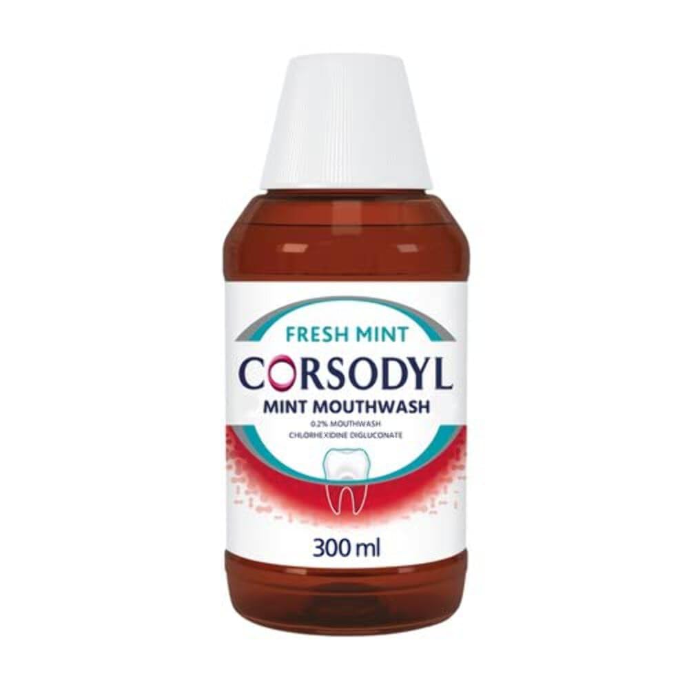 Corsodyl Mouth Wash Mint, 300 ml (Pack of 1), Multicoloured