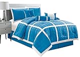Legacy Decor 7 pc Microfiber Aqua and