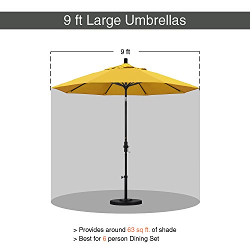 California Umbrella 9' Round Aluminum Market Umbrella, Crank Lift, Auto