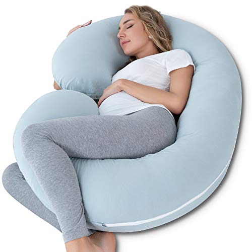 INSEN Pregnancy Body Pillow with Jersey Cover,C Shaped Full Body Pillow for Pregnant Women