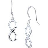 Vanbelle Sterling Silver Jewelry Rhodium Plated with 925 Stamp - High Finished Silver Infinity Earrings with French Hook for Women - Valentine's Theme Infinity Earrings