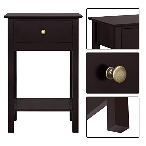 Yaheetech Bedside Nightstands with 1 Drawer and Storage