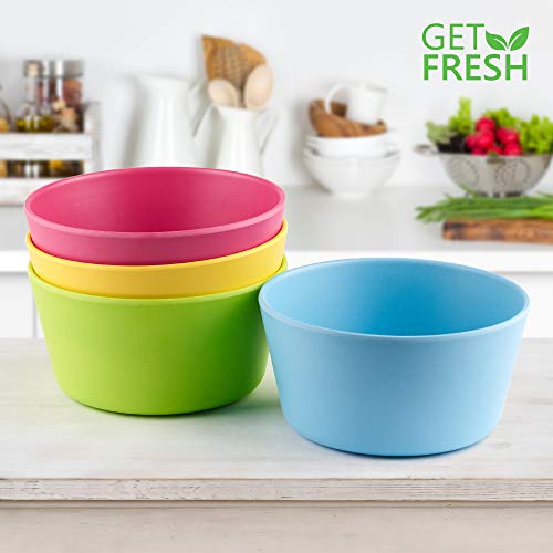 GET FRESH Bamboo Kids Snack Bowls, Set of 4 kids Bamboo Dinnerware for
