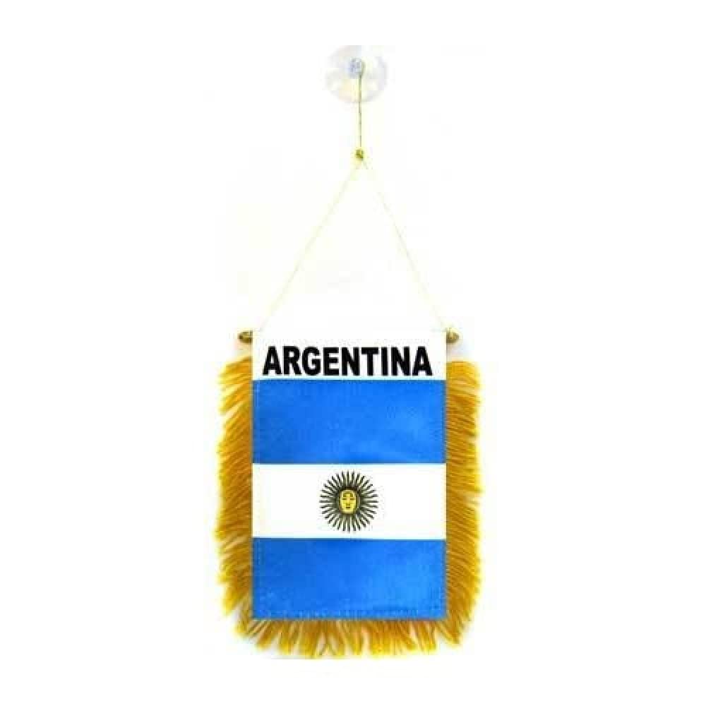 AZ FLAG - Argentina Mini Banner - 6'' x 4'' - 100% Polyester Argentine Small Pennant for Car - Double-sided Flag with Suction Cup Hanger