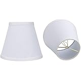 Double White Small Lamp Shade Clip On Bulb Set of 2, Alucset Barrel Fabric Lampshade for Table Chandelier Wall Lamp 4x7x6 Inch, 2Pcs Pack (White)
