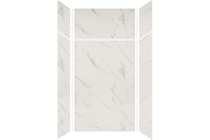 Transolid EWKX483696-41 Expressions 6-Panel Shower Wall Kit with Extension, 36-in L x 48-in W x 96-in H, Bianca