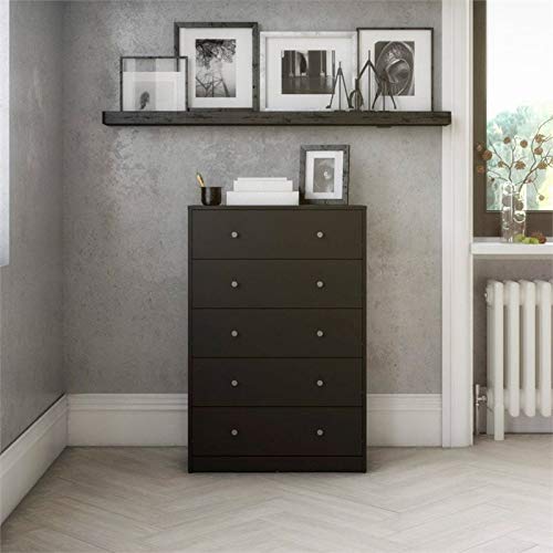 Pemberly Row Contemporary Tall 5 Drawer Slim Dresser Chest/Bedroom
