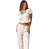 Almere Waffle Knit Lounge Set for Women Baby Tee and Sweatpants