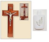 Sick Call Set - Wood Crucifix and Bottle of Lourdes