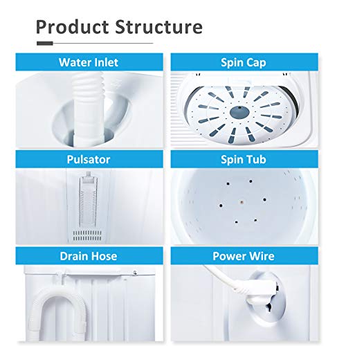 Portable Washing Machine, KUPPET 21lbs Compact Twin Tub Washer and Spin Dryer Combo for