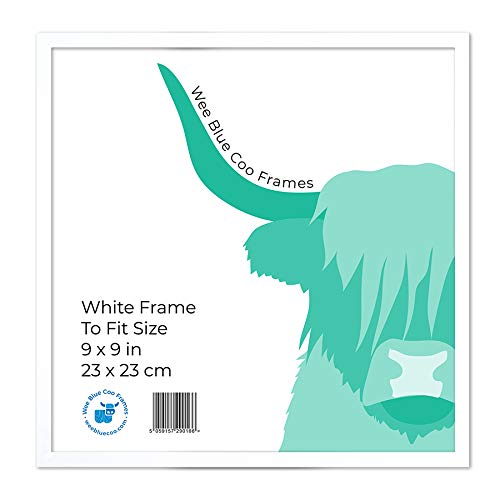 Wee Blue Coo 9x9 White Wooden Picture Frame 9 x 9 Inch (22.86 x 22.86cm) Picture Framing Glass Photo Frame