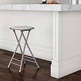 Trademark Home Folding Heavy Duty 24-Inch Collapsible Padded Round Stool, White