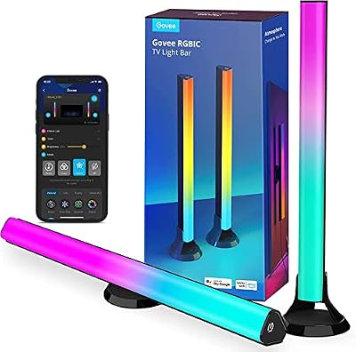 RGBIC Barras de Luz, 38cm con Dobles Perlas de Luz WiFi Inteligente con Múltiples Opciones de Colocación para TV de 45-70 Pulgadas, Funcionan con Alexa y Google Assistant, Color Negro