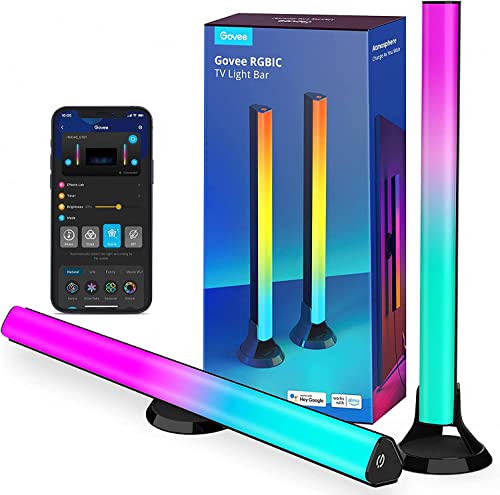 RGBIC Barras de Luz, 38cm con Dobles Perlas de Luz WiFi Inteligente con Múltiples Opciones de Colocación para TV de 45-70 Pulgadas, Funcionan con Alexa y Google Assistant, Color Negro