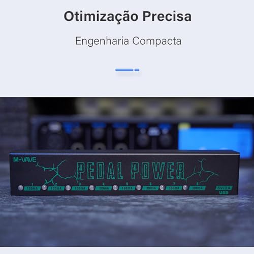 M-VAVE VEDO Pedal Power - Fonte de Alimentação para Pedais 9V com 8 Saídas Isoladas, Proteção Contra Sobrecarga, Entrada Type-C 5V 2A, Ideal para Pedalboard de Guitarra, Baixo e Efeitos Estável