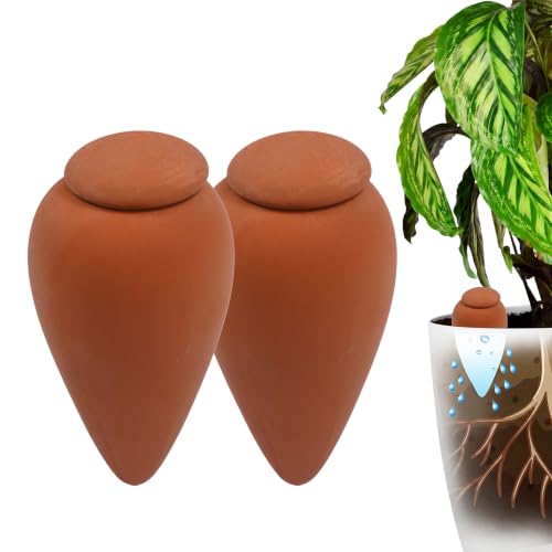 Relaxdays Clay Watering Cones, set of 2, 350 ml, terracotta