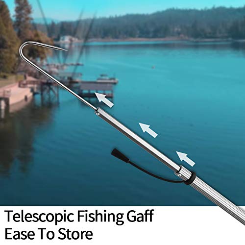 SAN LIKE Telescopic Fishing Gaff,Aluminum/Fiberglass Pole with Nonslip